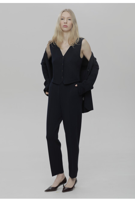 Жилетка на ґудзиках з віскози темно-синя