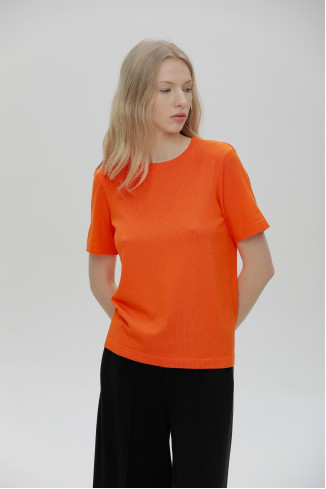 Базовий джемпер на короткий рукав помаранчевий