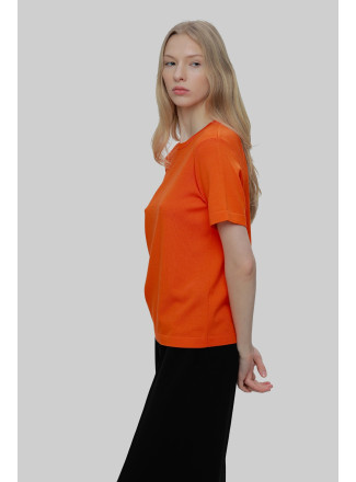 Orange Short-Sleeved Basic Jumper
