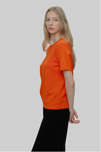 Базовий джемпер на короткий рукав помаранчевий