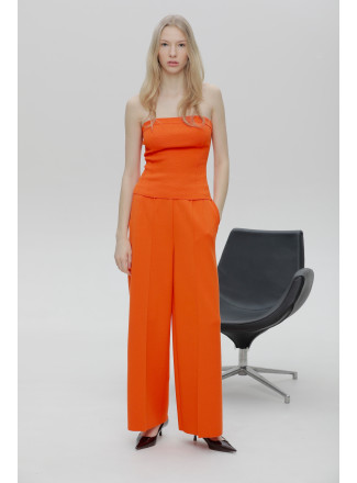 Широкие брюки со стрелкой из вискозы оранжевые
