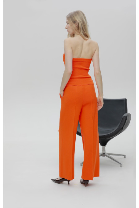 Широкі штани зі стрілкою з віскози помаранчеві Широкі штани зі стрілкою з віскози помаранчеві
