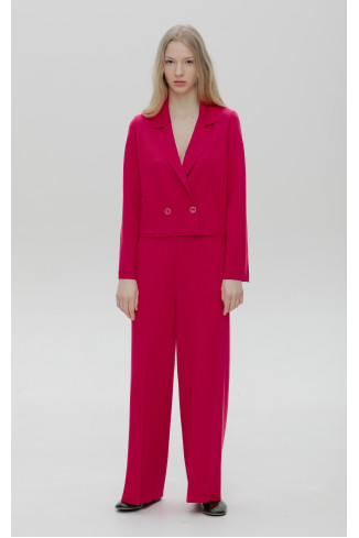 Широкие брюки со стрелкой из вискозы ягодные