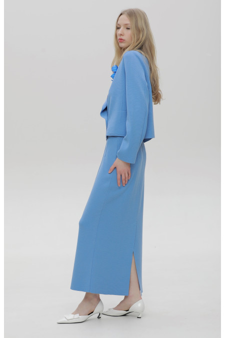 Довга пряма спідниця з віскози блакитна