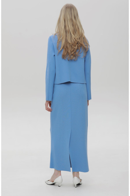 Довга пряма спідниця з віскози блакитна