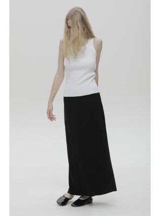 Long Straight Black Viscose Skirt