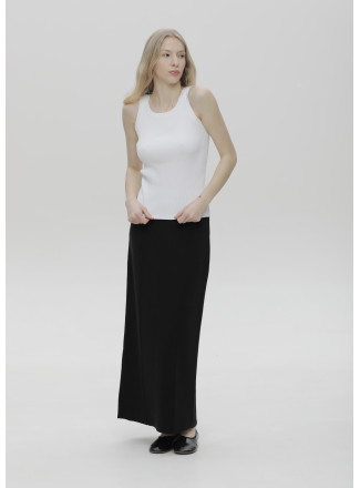 Long Straight Black Viscose Skirt