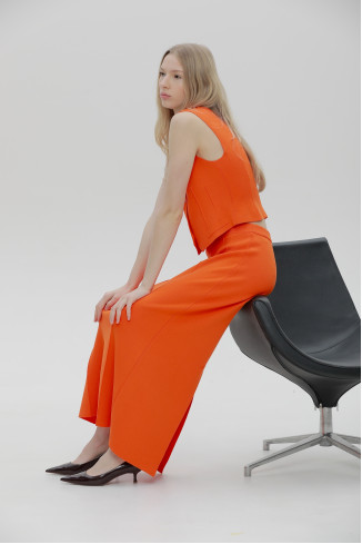 Длинная прямая юбка из вискозы оранжевая