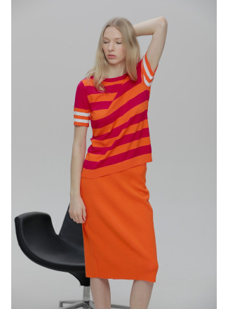 Прямая юбка из вискозы оранжевая