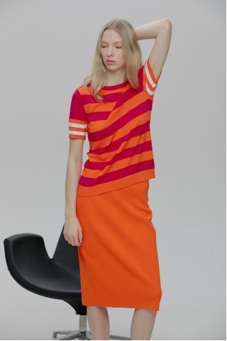 Прямая юбка из вискозы оранжевая