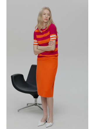 Straight Orange Viscose Skirt