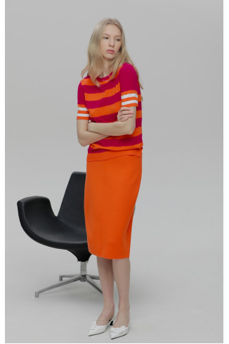 Прямая юбка из вискозы оранжевая