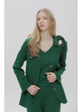 Fitted Green Viscose Knit Blazer