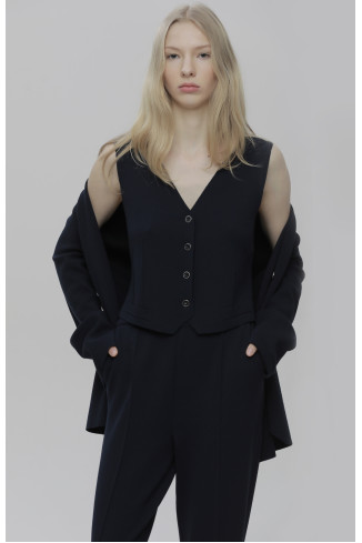 Жилетка на пуговицах из вискозы темно-синяя