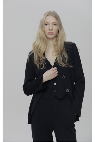 Жилетка на пуговицах из вискозы темно-синяя