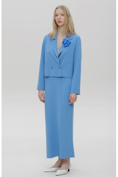 Довга пряма спідниця з віскози блакитна