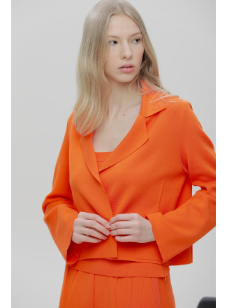Cropped Orange Viscose Knit Blazer