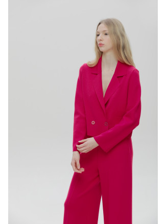 Cropped Pink Viscose Knit Blazer