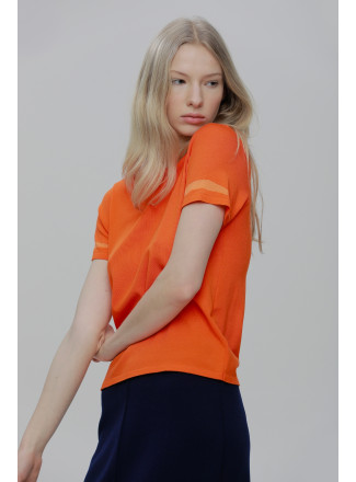 Orange Decorated Sleeves Jumper