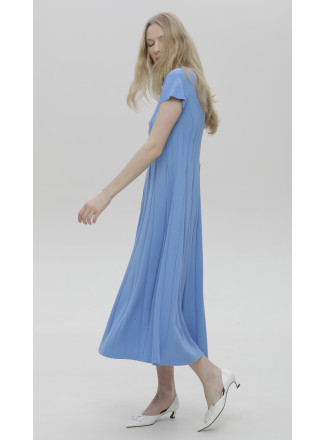 Blue A-Line Viscose Midi Dress