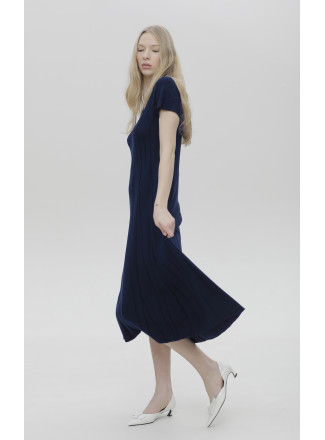 Сукня-міді A-силуету з віскози темно-синя