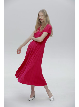 Berry A-Line Viscose Midi Dress