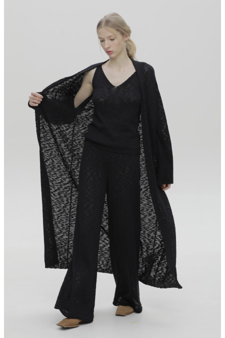 Штани з фактурної пряжі чорні