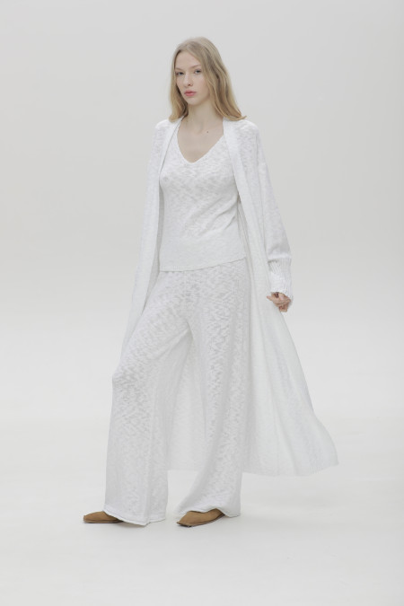 Штани з фактурної пряжі білі