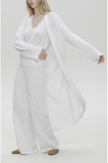 Штани з фактурної пряжі білі