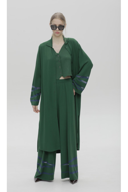 Green Lightweight Cardigan With Decor