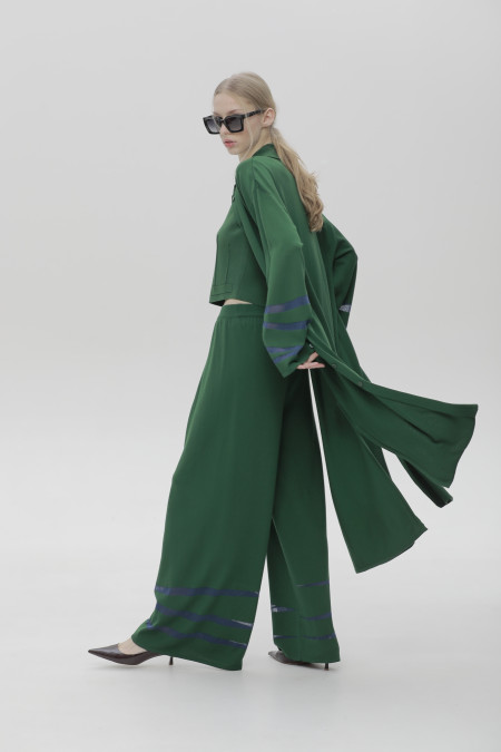 Green Lightweight Cardigan With Decor