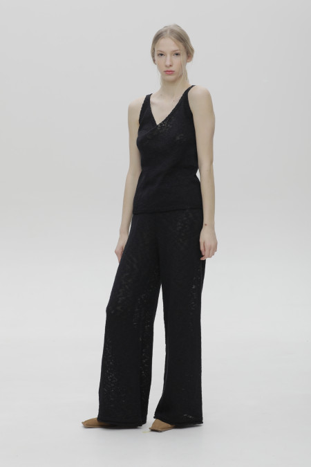 Штани з фактурної пряжі чорні