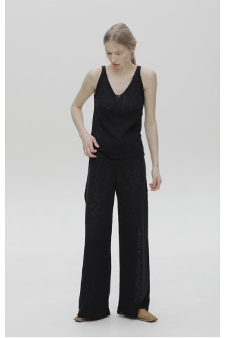 Штани з фактурної пряжі чорні