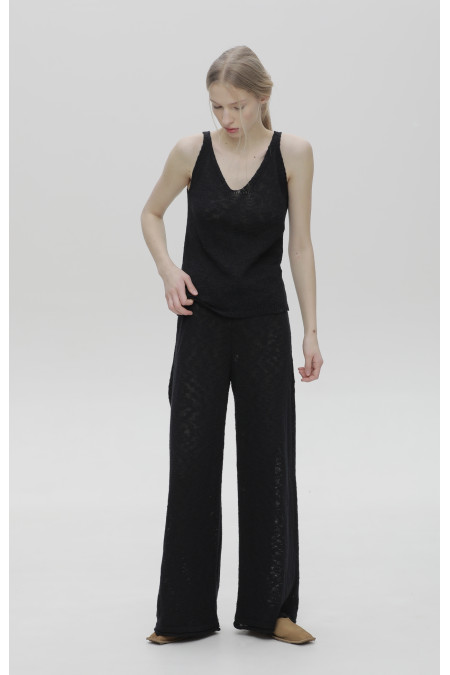 Штани з фактурної пряжі чорні