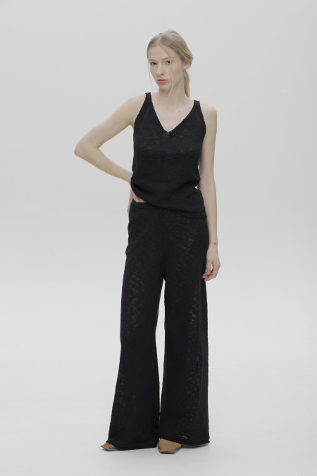 Штани з фактурної пряжі чорні