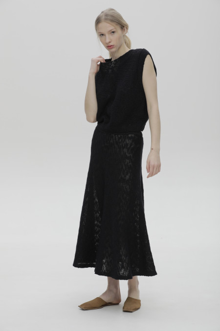 Спідниця з фактурної пряжі чорна