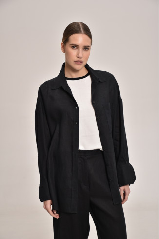 Black Oversized Linen Shirt