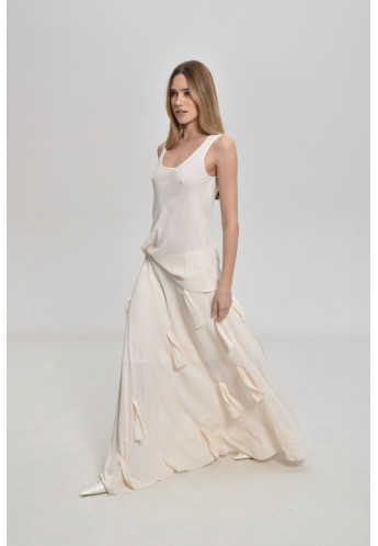 Off-White Viscose Skirt With Appliqué