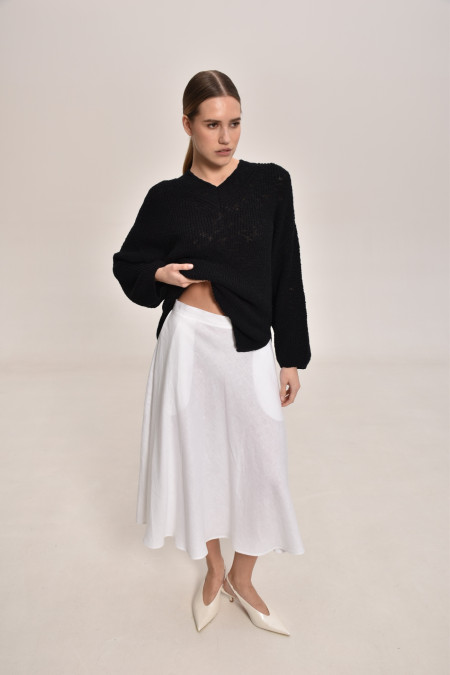 White Linen Skirt 