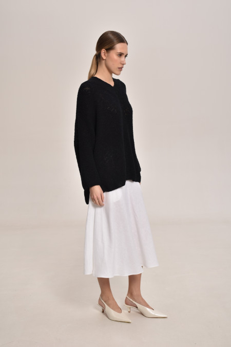 White Linen Skirt 