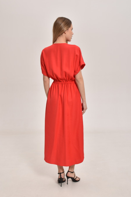 Сукня з віскози на зав'язці коралова Сукня з віскози на зав'язці коралова