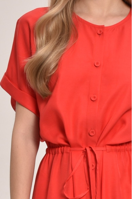 Сукня з віскози на зав'язці коралова Сукня з віскози на зав'язці коралова