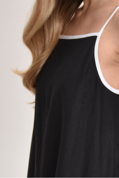 Лляна сукня з контрастними бретелями чорна Лляна сукня з контрастними бретелями чорна