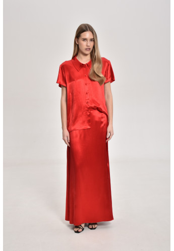 Long Red Viscose Wrap Skirt