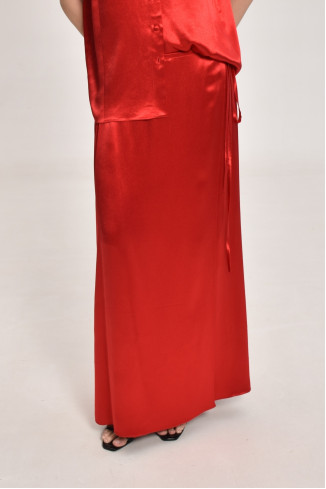 Довга спідниця на затин з віскози червона