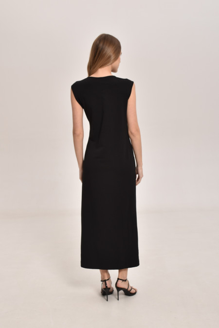 Сукня без рукавів з цільнокрійною зав’язкою на талії чорна