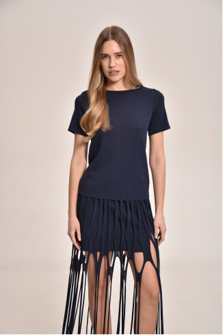 Мини-юбка из вискозы темно-синяя