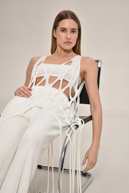 Трикотажні штани з віскози молочні