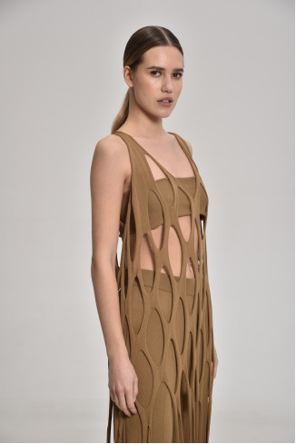 Туніка-сітка темно-бежева