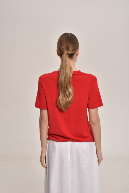 Базовый джемпер на короткий рукав красный